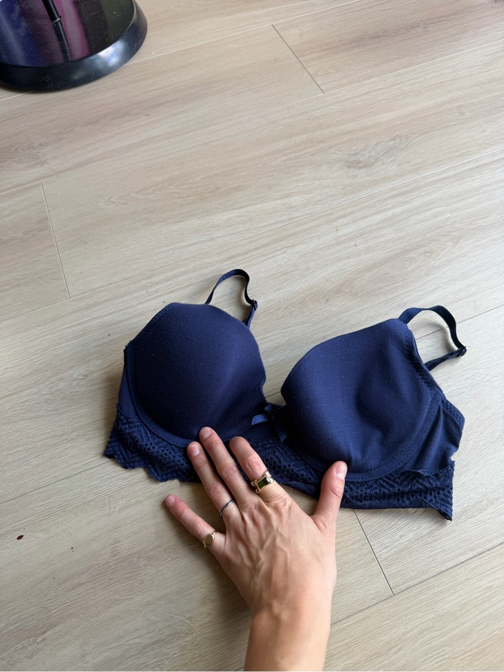 Nautica Navy Lace-Trim Molded Cup Bra